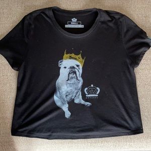 Black short sleeve shirt with Bulldog picture